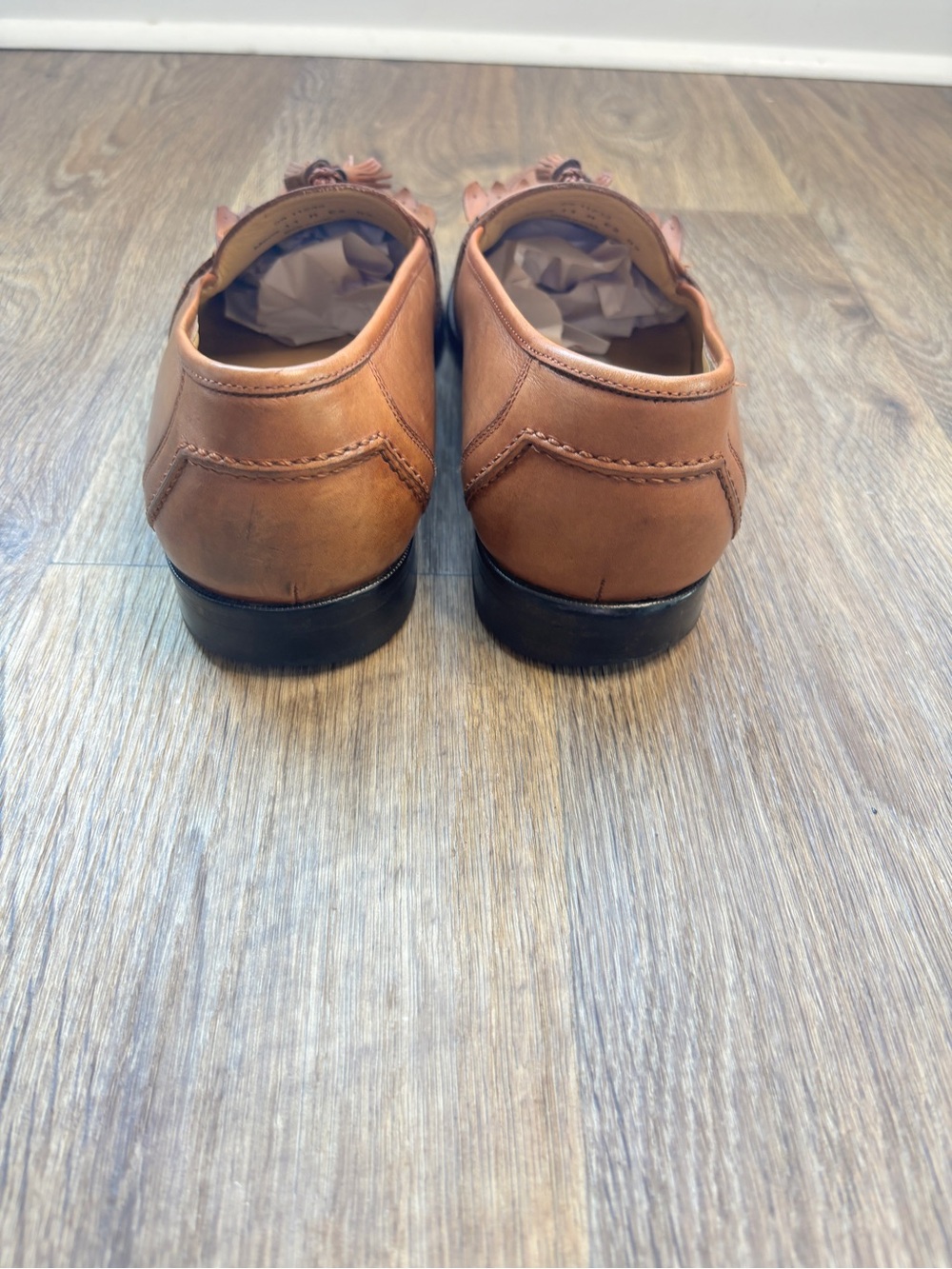 Johnston & Murphy Tan Leather Tassel Kiltie Loafers Mens Size 11 EUC - Picture 8 of 12
